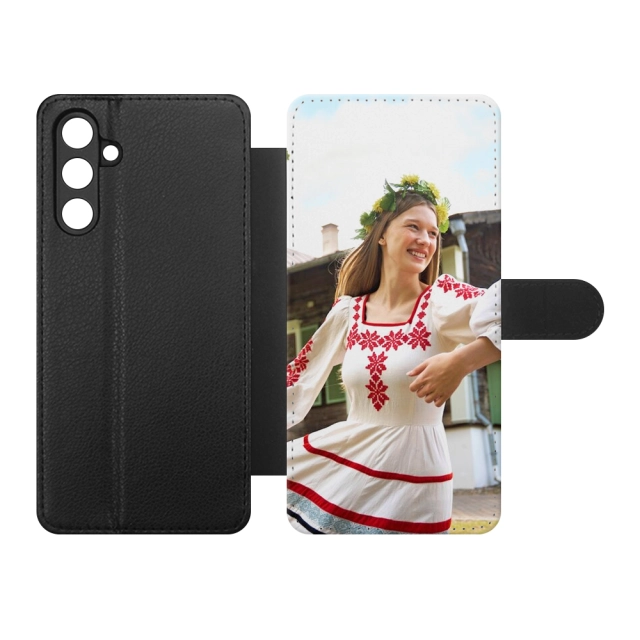 Sublimation Blank PU Leather Flip Phone Case Wallet TPU Inside with Card Holder and Stand for Samsung M55 5G