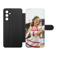 Sublimation Blank PU Leather Flip Phone Case Wallet TPU Inside with Card Holder and Stand for Samsung M55 5G