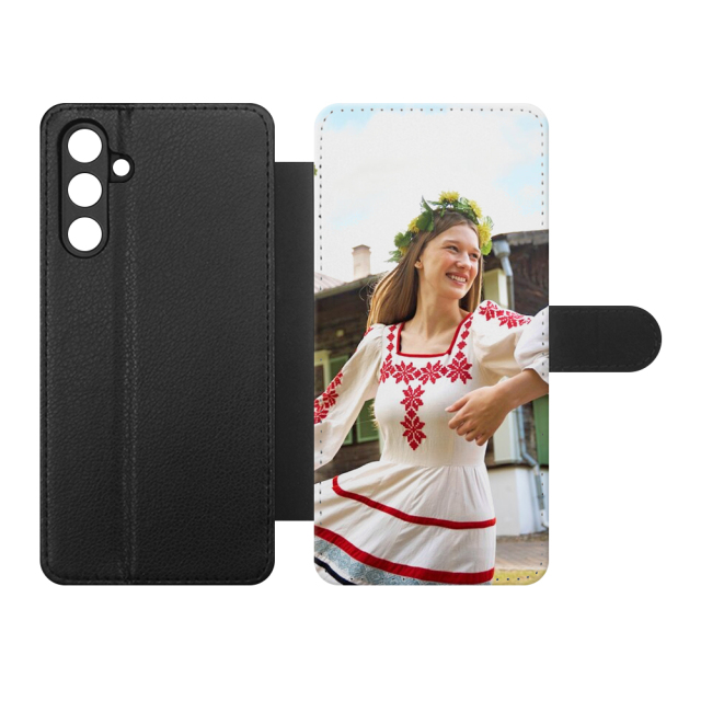 Sublimation Blank PU Leather Flip Phone Case Wallet TPU Inside with Card Holder and Stand for Samsung M55 5G
