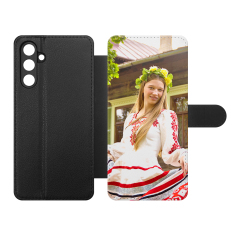 Sublimation Blank PU Leather Flip Phone Case Wallet TPU Inside with Card Holder and Stand for Samsung M55 5G