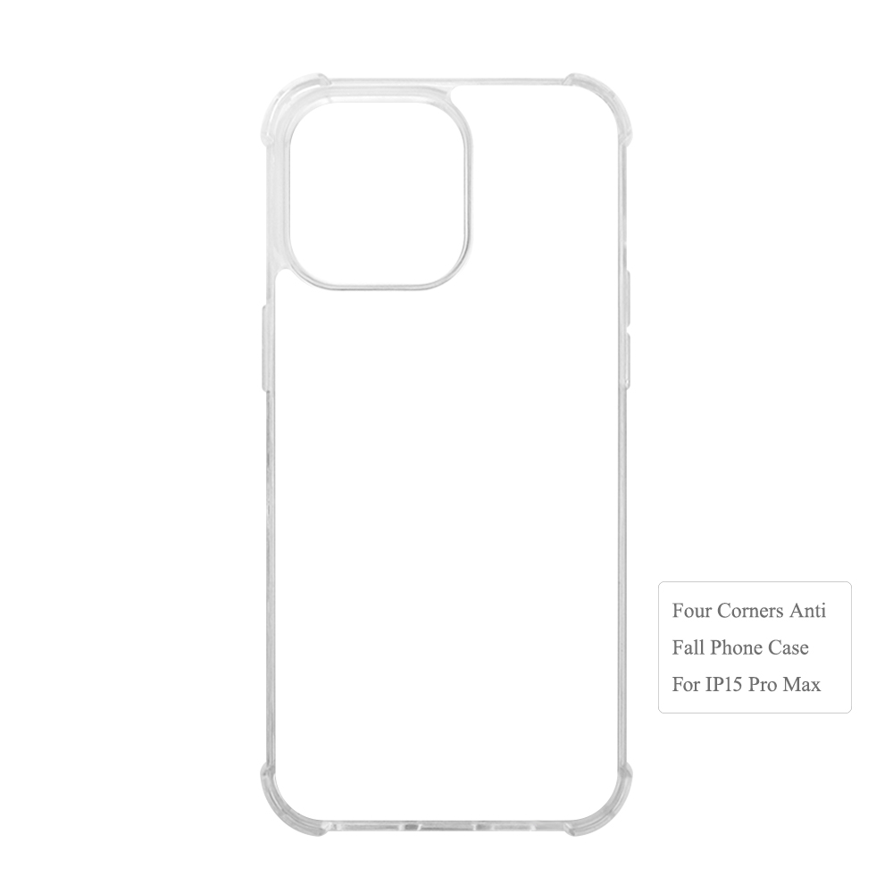 Strong Protection! For iPhone 15 Series Four Corner Anti-drop 2D TPU Phone Case Cover With Metal Insert For Sublimation Printing
