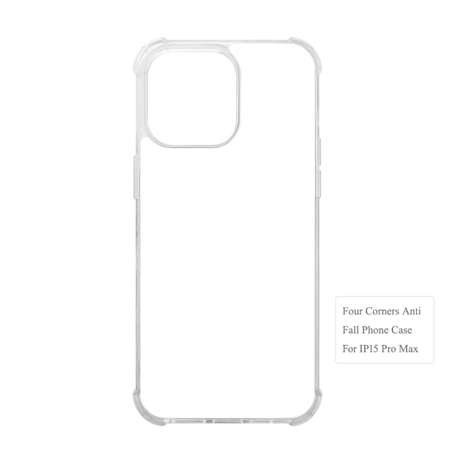 Strong Protection! For iPhone 15 Series Four Corner Anti-drop 2D TPU Phone Case Cover With Metal Insert For Sublimation Printing