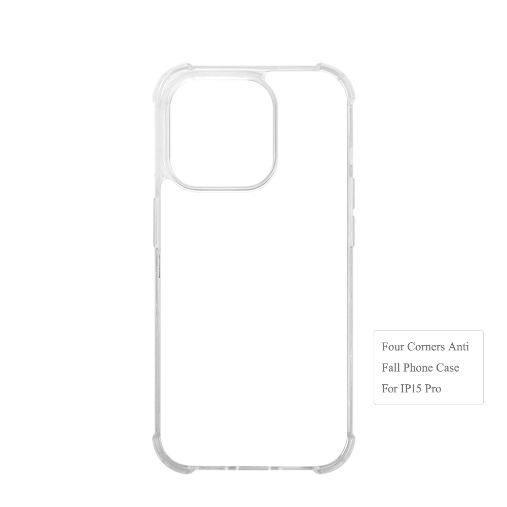 Strong Protection! For iPhone 15 Series Four Corner Anti-drop 2D TPU Phone Case Cover With Metal Insert For Sublimation Printing