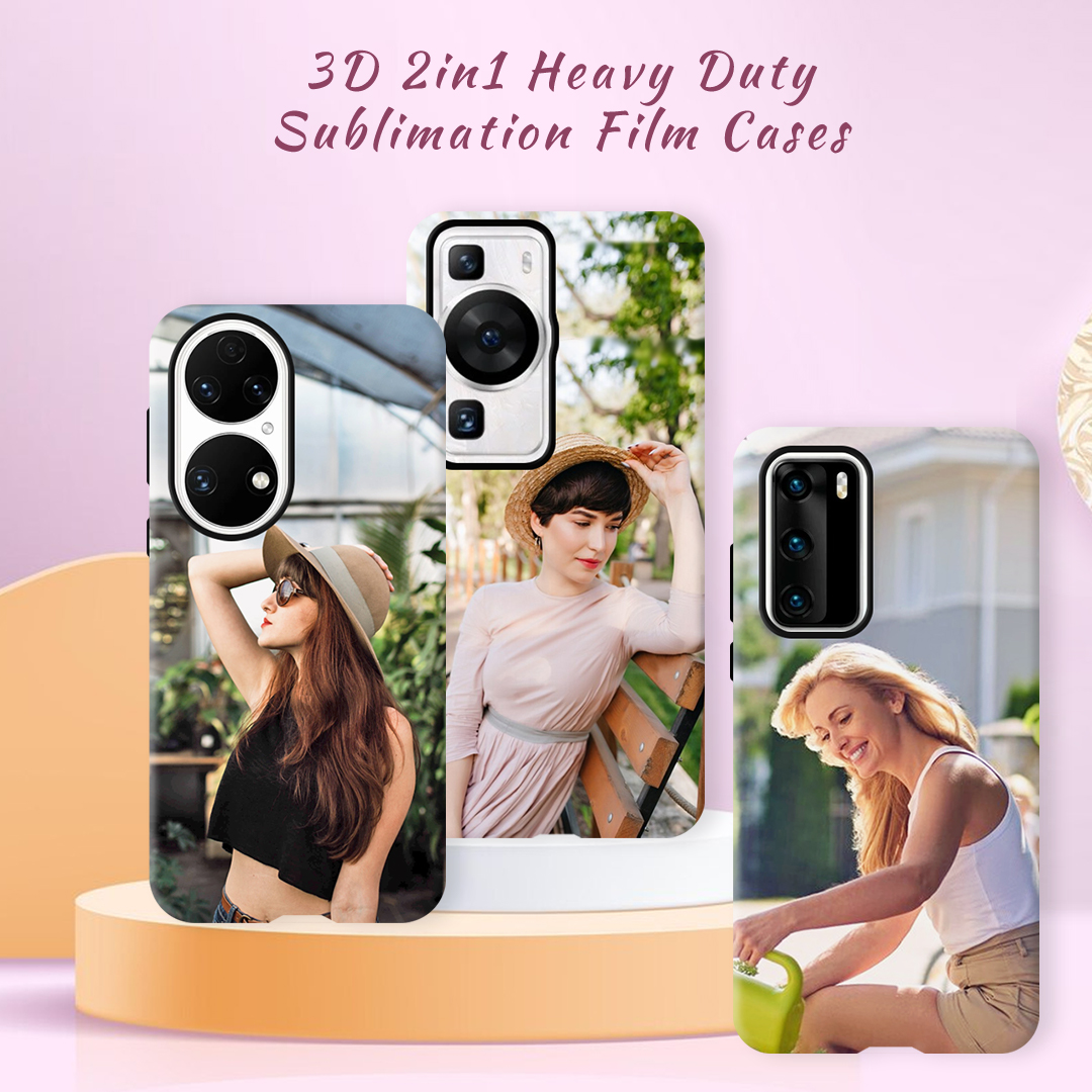 New Arrival 2in1 3D Film case Sublimation cover customized DIY Cell Phone case for Huawei P40,50,60 Series