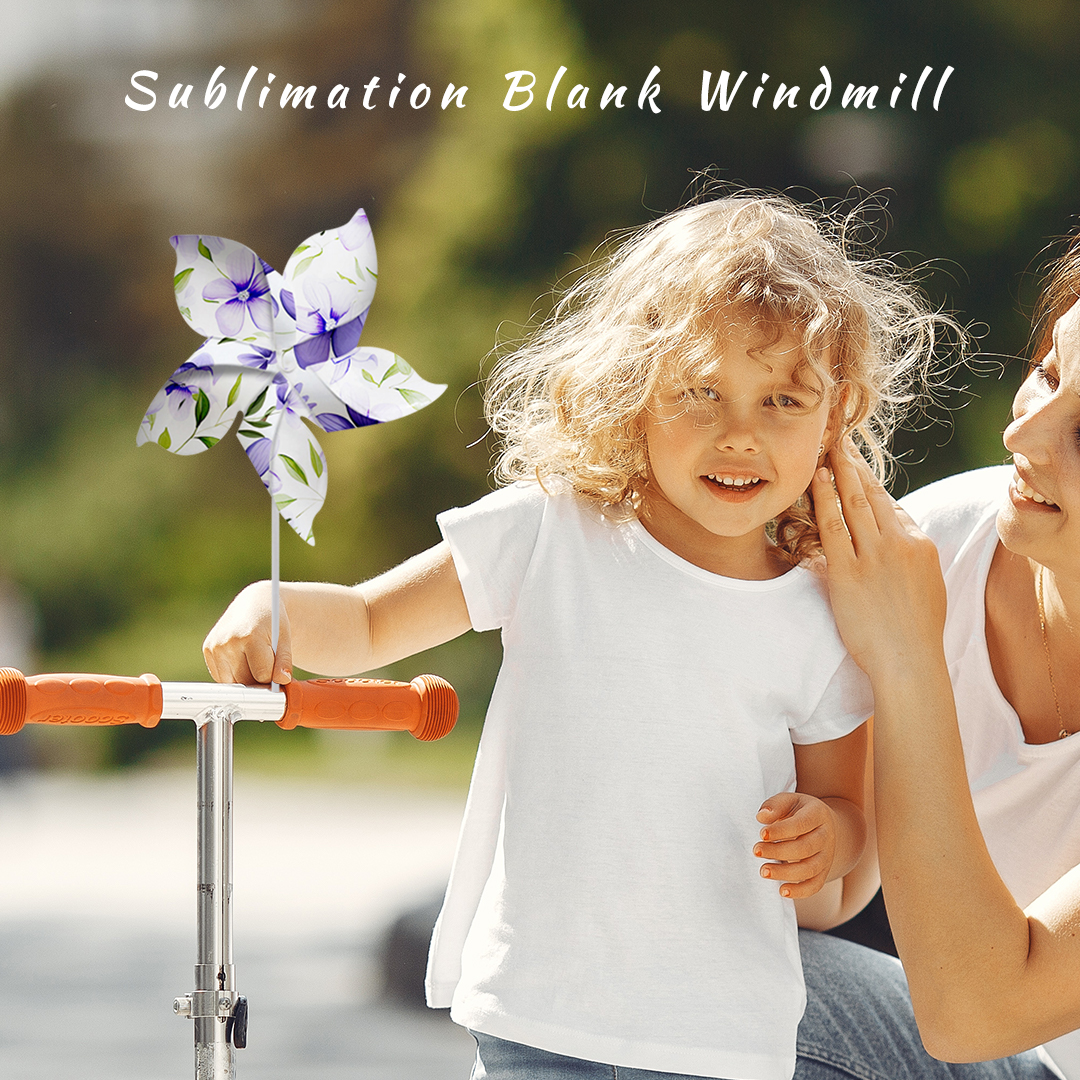 New Arrival Sublimation PET Windmill Heat Transfer DIY Pinwheels Double Sided Blank Pinwheels for Garden Patio Lawn Picnic Party Decoration