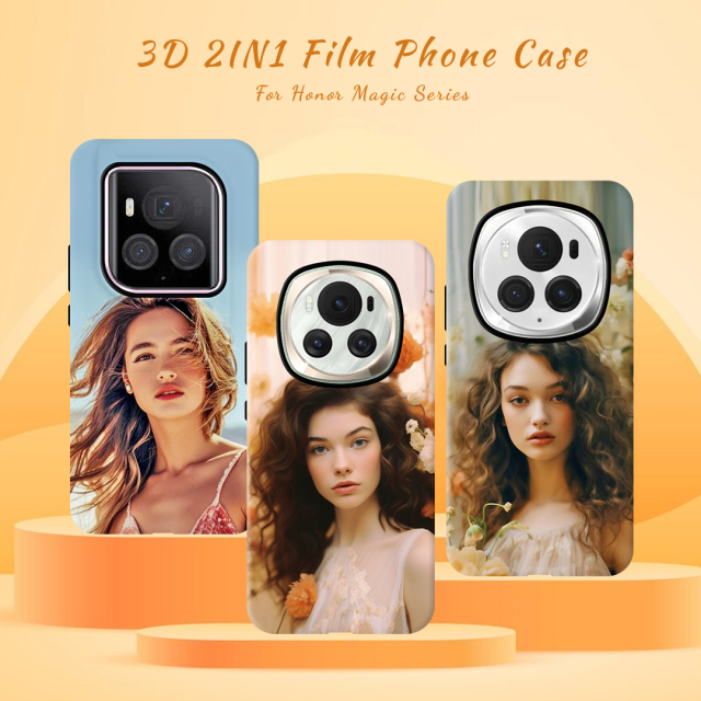 New Arrival 2in1 3D Film case Sublimation cover customized DIY Cell Phone case for Honor Magic 6, Magic 6 Pro,Magic 6 Ultimate