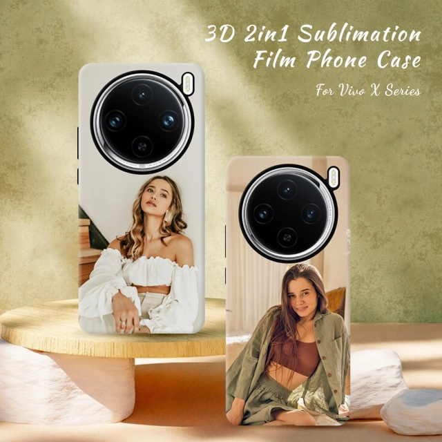 New Arrival 3D 2in1 Film Case Sublimation Cover Customized DIY Cell Phone Case for Vivo X100,Vivo X100 Pro