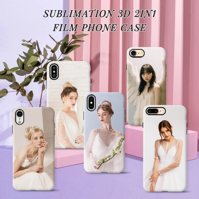 New Arrival 3D 2in1 Film Case Sublimation Cover Customized DIY Cell Phone Case for iPhone 7/8,12,14,15 Series