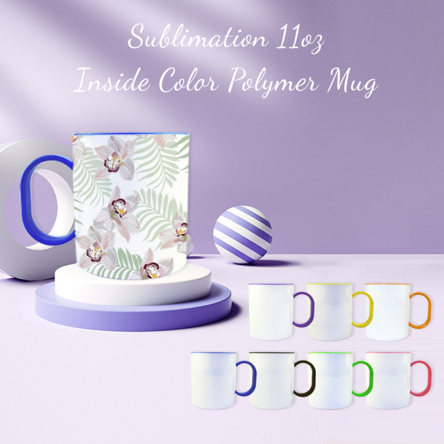 Custom Sublimation Blank 11oz Inner Color Polymer Plastic Mug