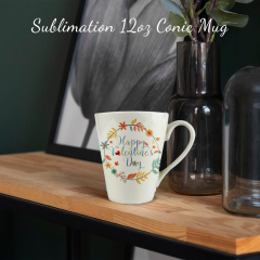 Sublimation Black White 12 oz Conical Mug Ceramic Coffee Cup