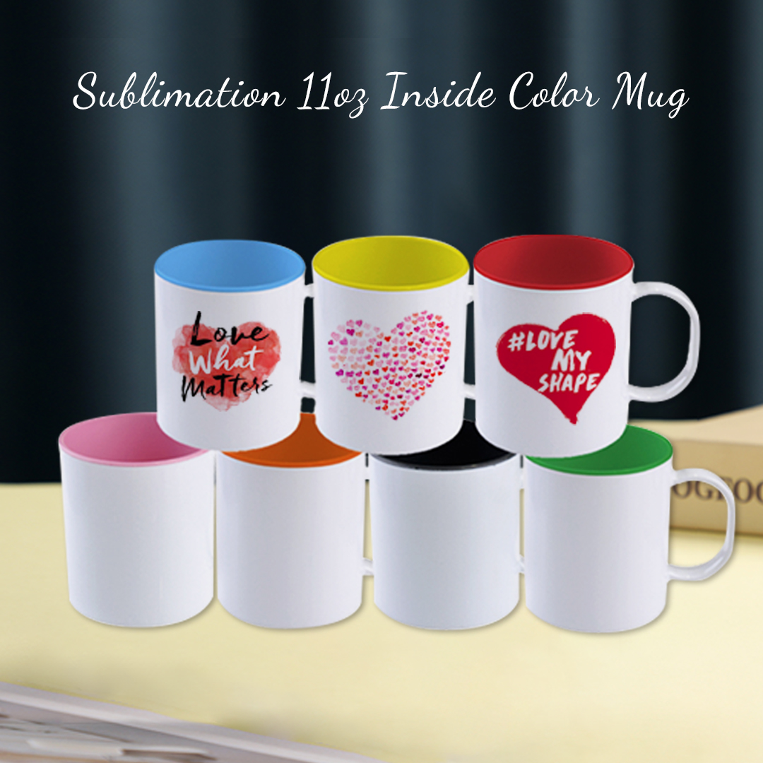 11oz Inside Color Mug Ceramic Coffee Mugs with inner Colors White Handle White Box
