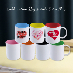 11oz Inside Color Mug Ceramic Coffee Mugs with inner Colors White Handle White Box