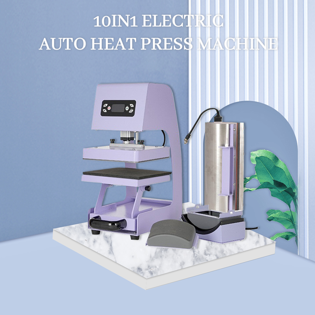 11in1 Electric Auto Heart Press Machine Multifunctional Heat Press Transfer Machine for T-Shirt, Hat, Mug, Pen CH2318