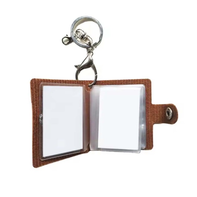 New Custom Blank Sublimation Mini Photo Album Keychain PU and PVC Inner Page Keyring
