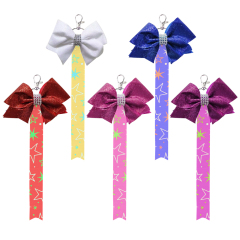 New Arrival Sublimation Blank Bowknot Keychain Fabric Keyring Double Side Printable Key Chain