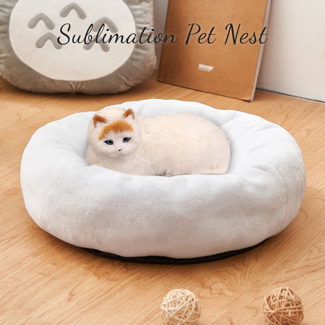 Sublimation Flannel Round Pet Nest Warm Winter Pet Bed Sleeping Mat Kennel Cat Nest Pet Supplies