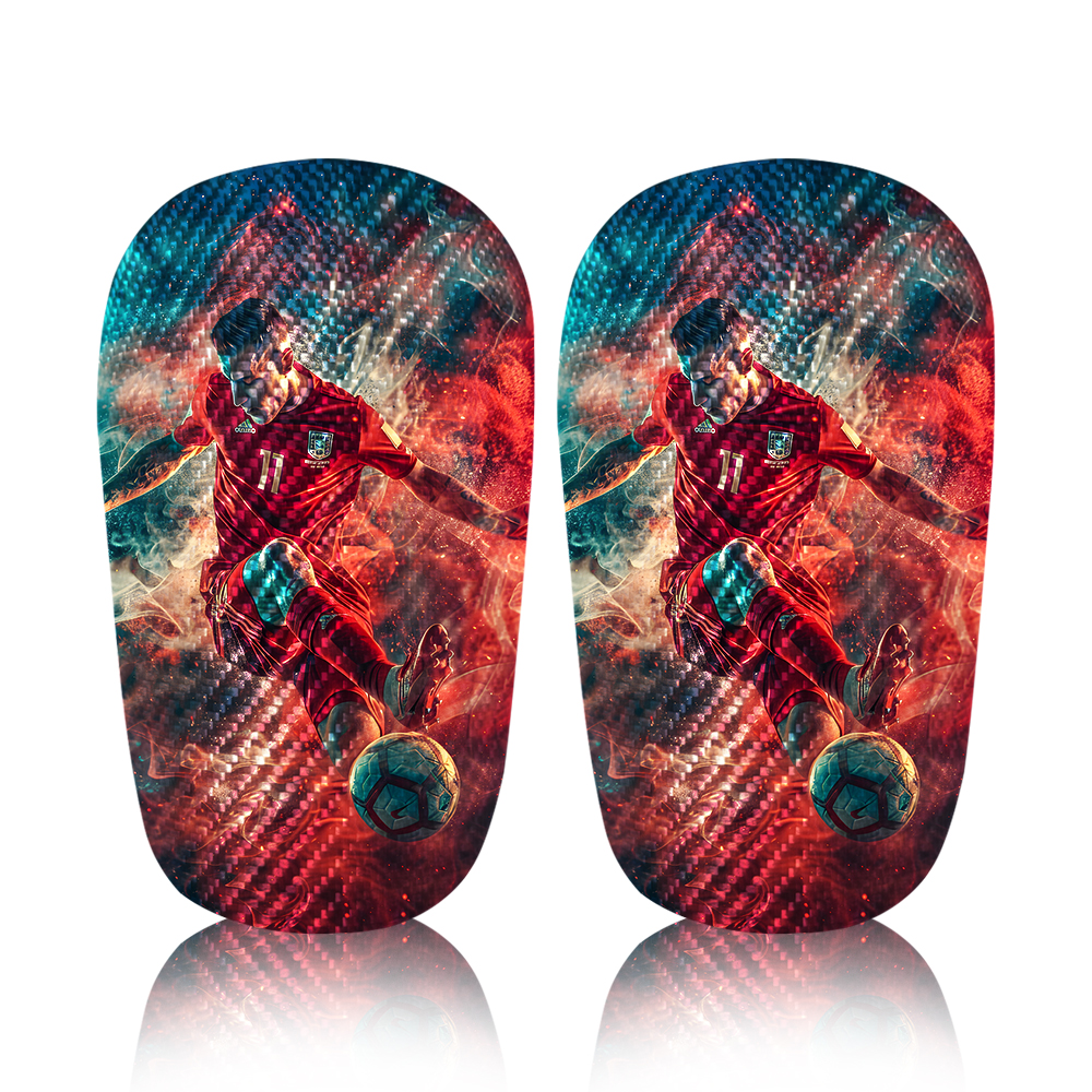 New Type of Shin Guards with Edges Carbon Fiber Shin Guards Sublimation Shin Pad Custom Soccer Shin Guards Textured Shin Guard
