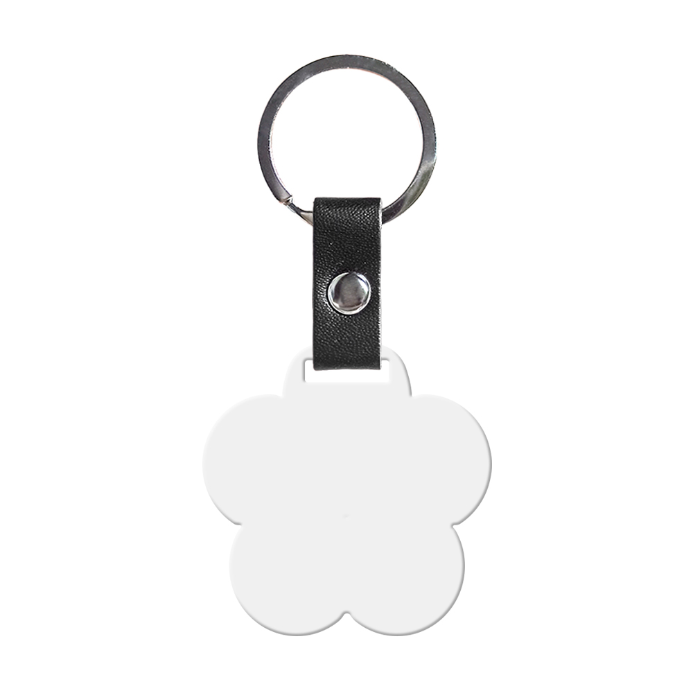 New Arrival Personalized Sublimation PU Leather Keychain Stainless Steel Keyring Double-side Printable