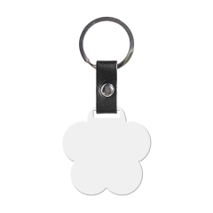 New Arrival Personalized Sublimation PU Leather Keychain Stainless Steel Keyring Double-side Printable