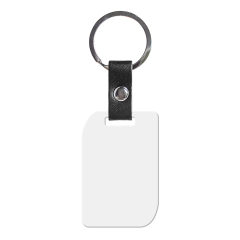 New Arrival Personalized Sublimation PU Leather Keychain Stainless Steel Keyring Double-side Printable