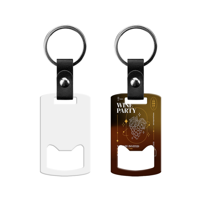 New Arrival Personalized Sublimation Blank Bottle Opener Keychain Beer Opener PU Leather + Metal Keyring