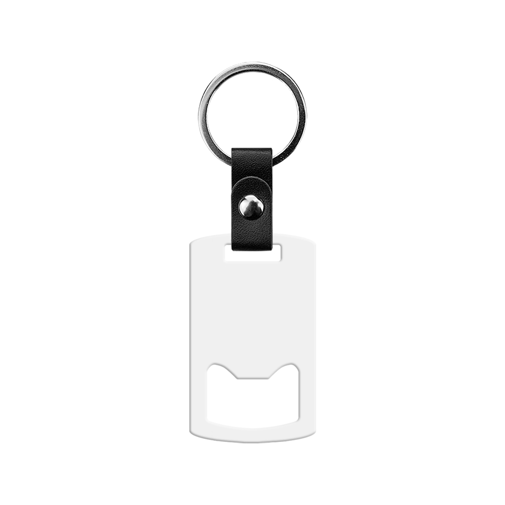 New Arrival Personalized Sublimation Blank Bottle Opener Keychain Beer Opener PU Leather + Metal Keyring