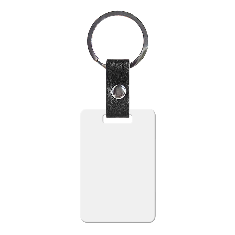 New Arrival Personalized Sublimation PU Leather Keychain Stainless Steel Keyring Double-side Printable
