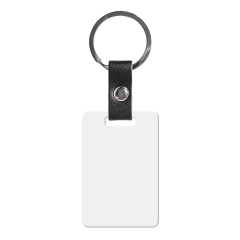 New Arrival Personalized Sublimation PU Leather Keychain Stainless Steel Keyring Double-side Printable