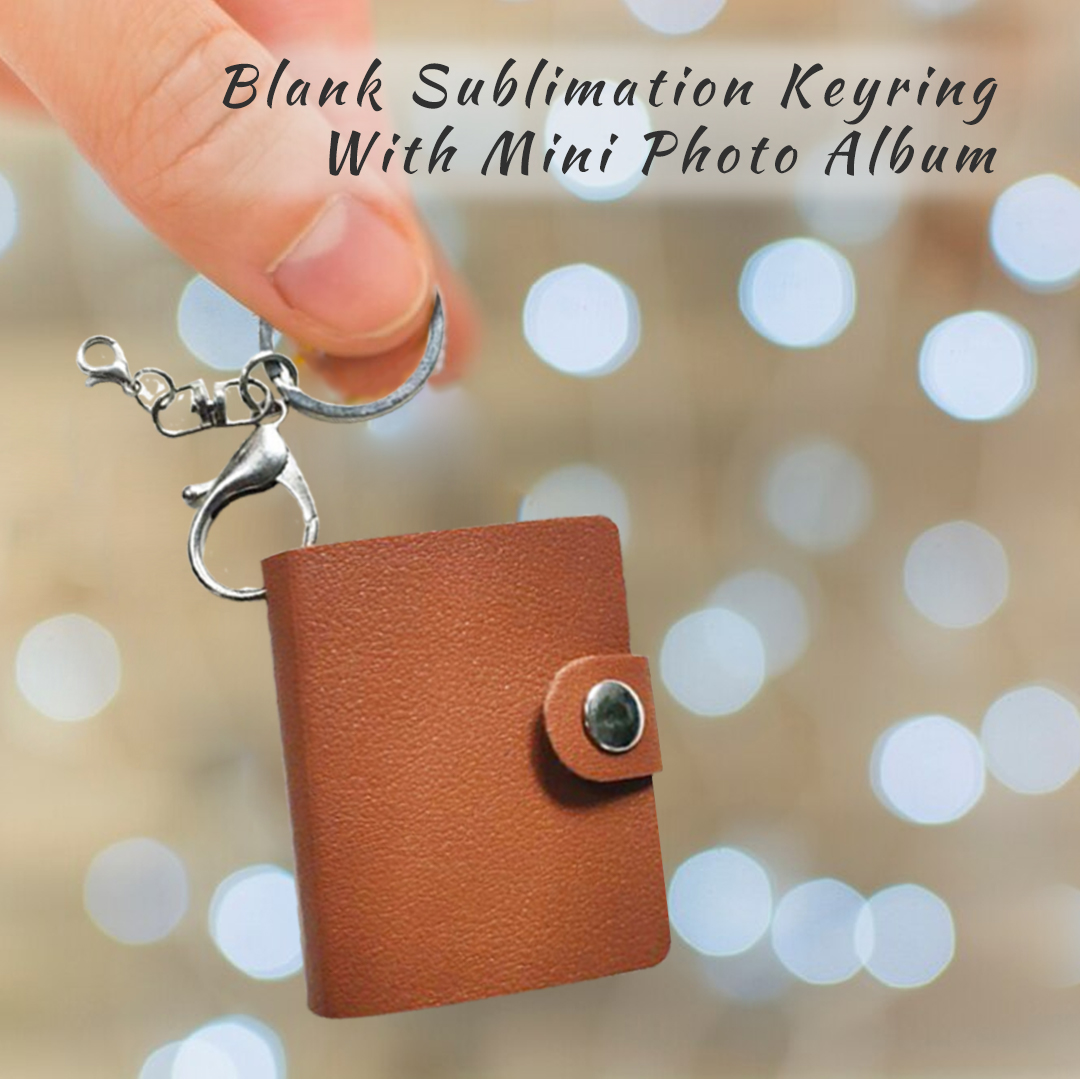 New Custom Blank Sublimation Mini Photo Album Keychain PU and PVC Inner Page Keyring