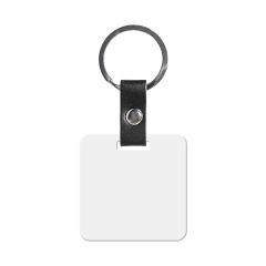 New Arrival Personalized Sublimation PU Leather Keychain Stainless Steel Keyring Double-side Printable
