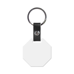 New Arrival Personalized Sublimation PU Leather Keychain Stainless Steel Keyring Double-side Printable