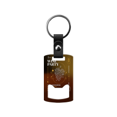 New Arrival Personalized Sublimation Blank Bottle Opener Keychain Beer Opener PU Leather + Metal Keyring