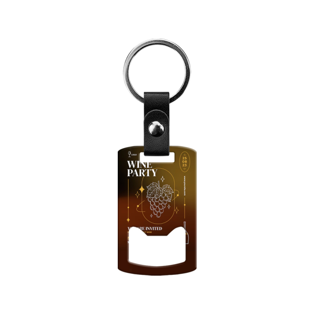 New Arrival Personalized Sublimation Blank Bottle Opener Keychain Beer Opener PU Leather + Metal Keyring