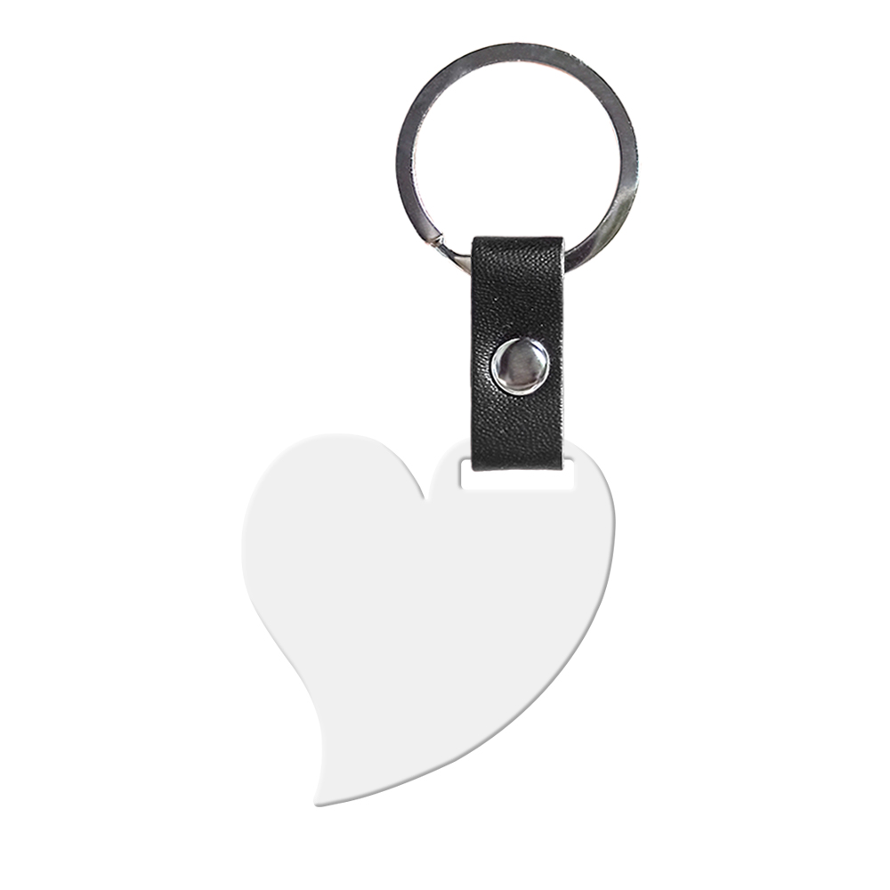 New Arrival Personalized Sublimation PU Leather Keychain Stainless Steel Keyring Double-side Printable