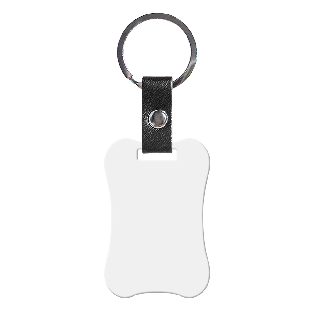 New Arrival Personalized Sublimation PU Leather Keychain Stainless Steel Keyring Double-side Printable