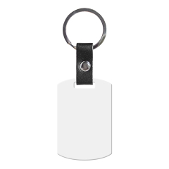 New Arrival Personalized Sublimation PU Leather Keychain Stainless Steel Keyring Double-side Printable