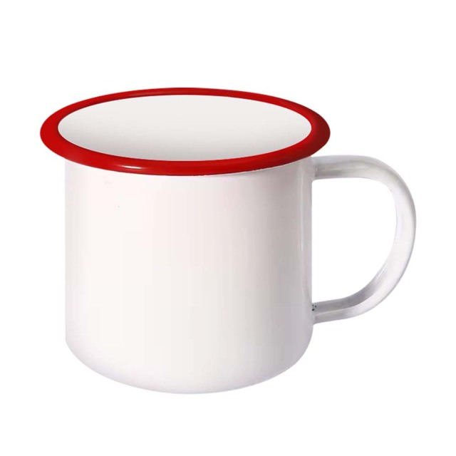 Sublimation Blank Enamel Cup with Colored Edge 350ml Cup 9 Colors Available