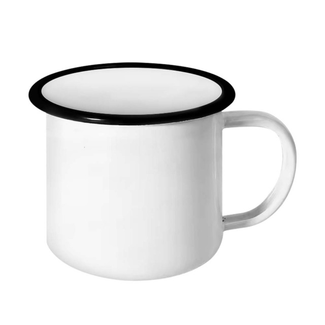 Sublimation Blank Enamel Cup with Colored Edge 350ml Cup 9 Colors Available