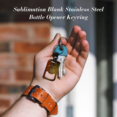 New Arrival Personalized Sublimation Blank Bottle Opener Keychain Beer Opener PU Leather + Metal Keyring