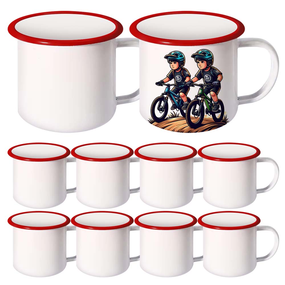 Sublimation Blank Enamel Cup with Colored Edge 350ml Cup 9 Colors Available