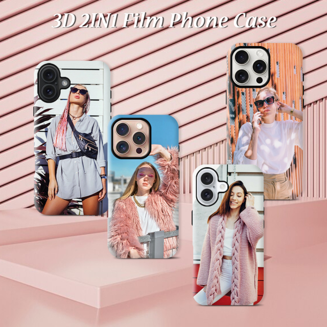 New Arrival 3D 2in1 Film Case Sublimation Cover Customized DIY Cell Phone Case for iPhone 16 Series