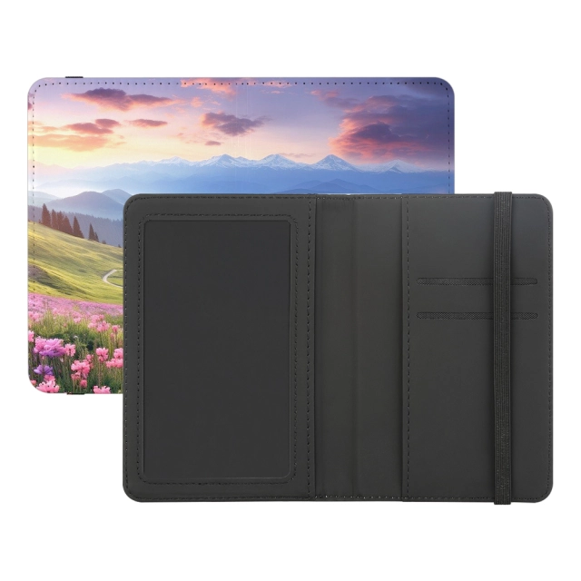 New Arrival Sublimation Grey/Black PU Leather Blank Travel Passport Holder Wallet Cover for Passport, Business Cards, Credit Cards, Boarding Passes