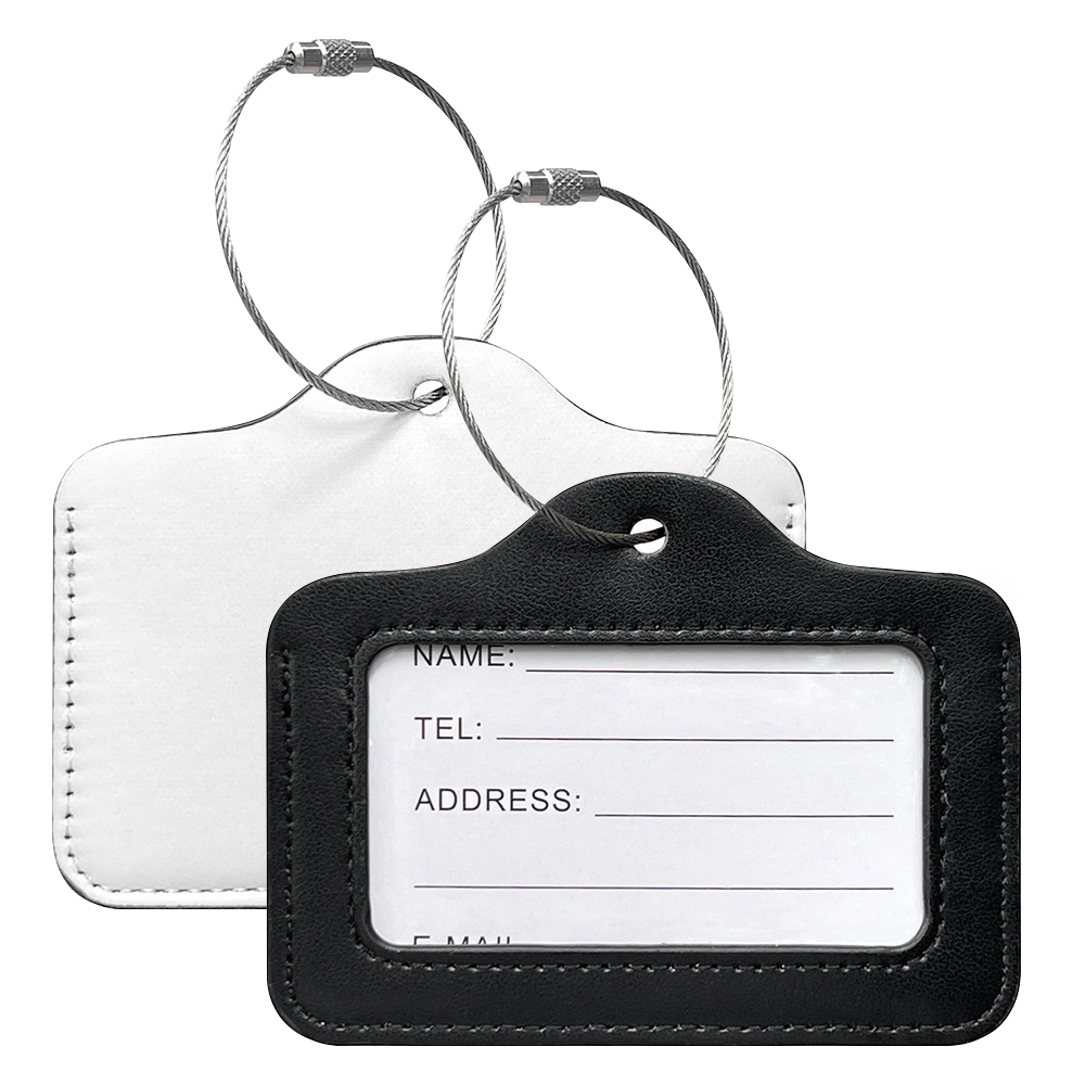 Sublimation PU Leather Work Permit/Card Holder/Luggage Tag with Metal Ring