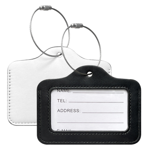 Sublimation PU Leather Work Permit/Card Holder/Card Holder/Luggage Tag with Metal Ring