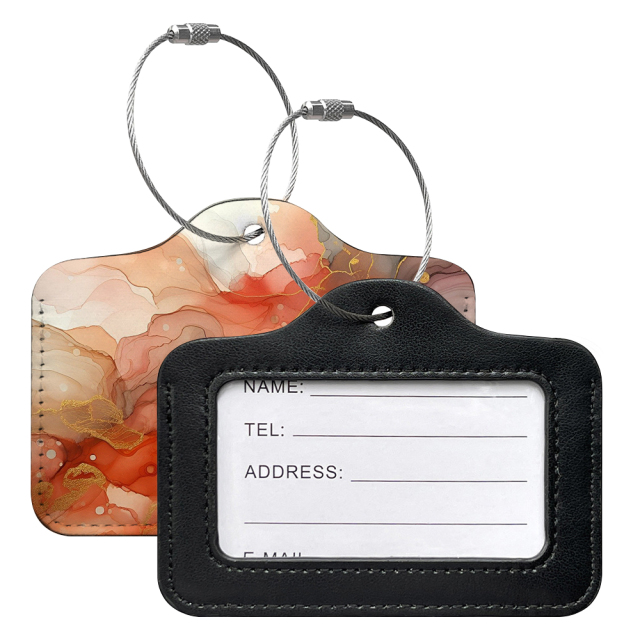 Sublimation PU Leather Work Permit/Card Holder/Card Holder/Luggage Tag with Metal Ring