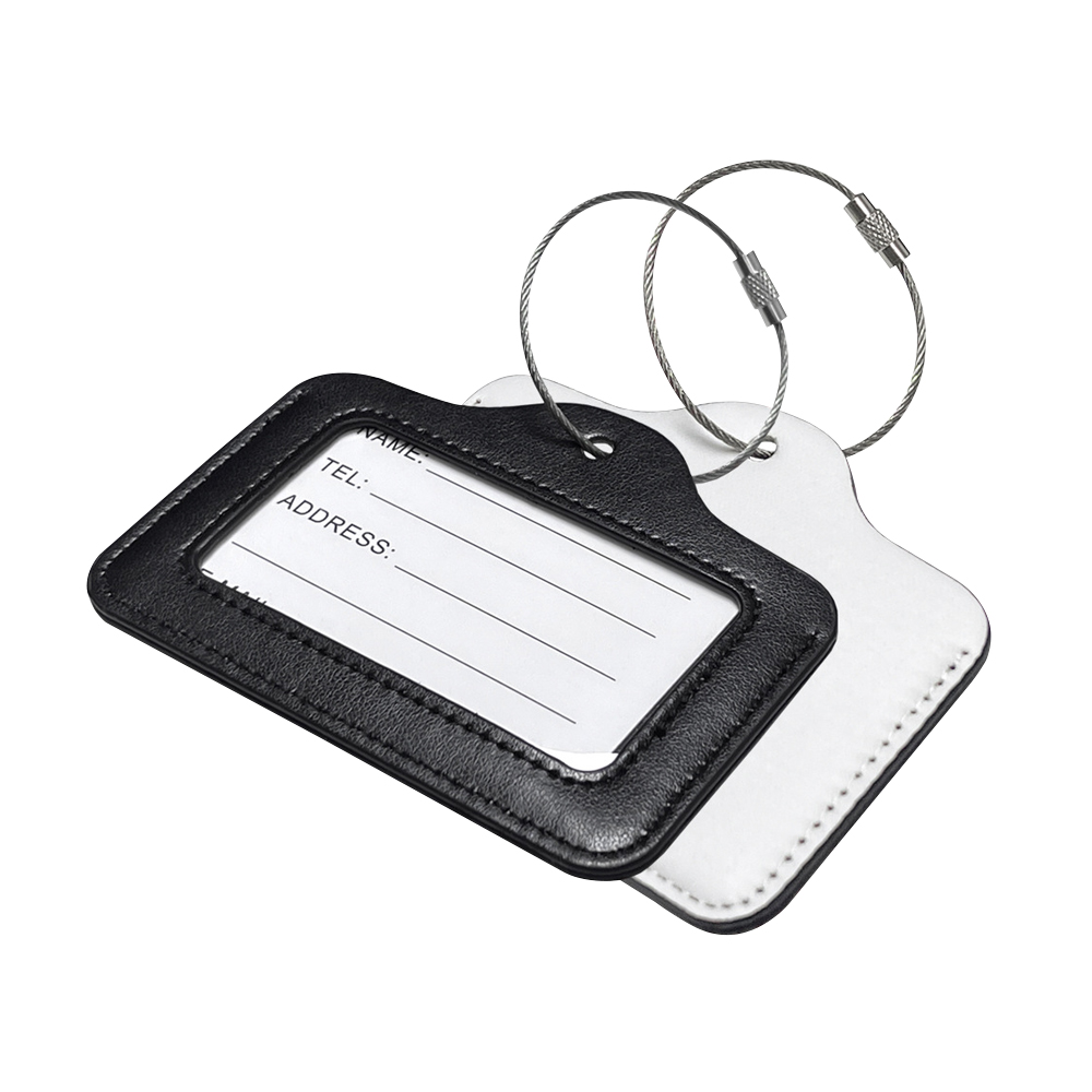Sublimation PU Leather Work Permit/Card Holder/Luggage Tag with Metal Ring