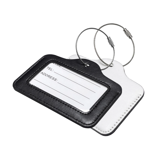 Sublimation PU Leather Work Permit/Card Holder/Card Holder/Luggage Tag with Metal Ring