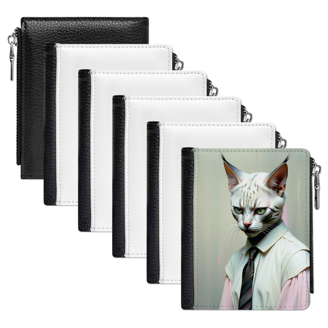 Sublimation PU Leather Wallet Heat Transfer Coin Wallet with Zipper Men's Wallet