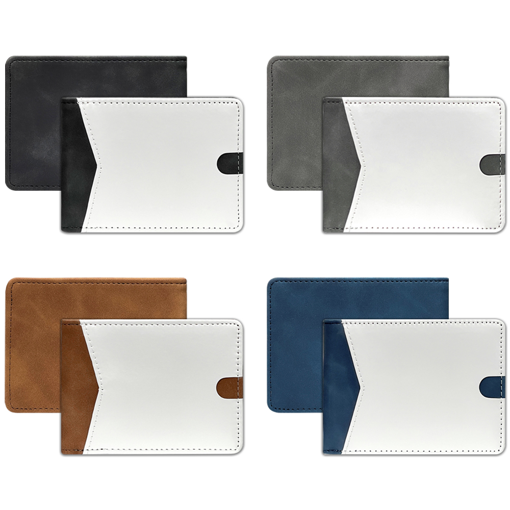 New Arrival Sublimation Gray/Black/Blue/Brown PU Leather Blank Wallet Cover for Business Cards, Credit Cards, Boarding Passes