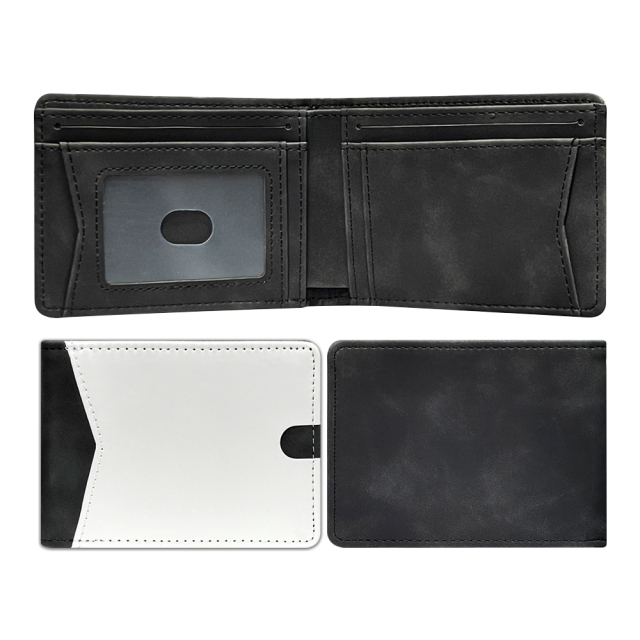 New Arrival Sublimation Gray/Black/Blue/Brown PU Leather Blank Wallet Cover for Business Cards, Credit Cards, Boarding Passes